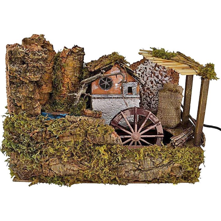 Mulino ad acqua con ruscello presepe cm 32x18x24 h.