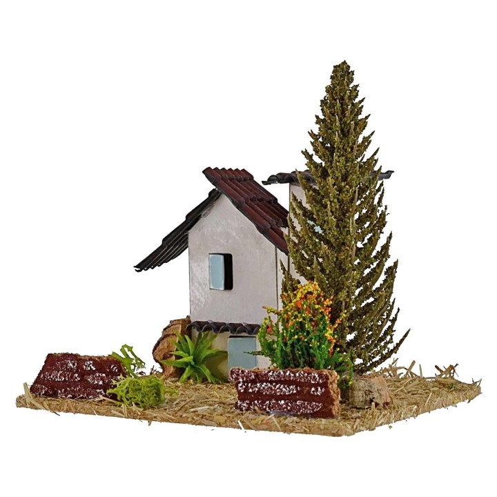 Case per presepe con albero cm 13,5x13,5x9h