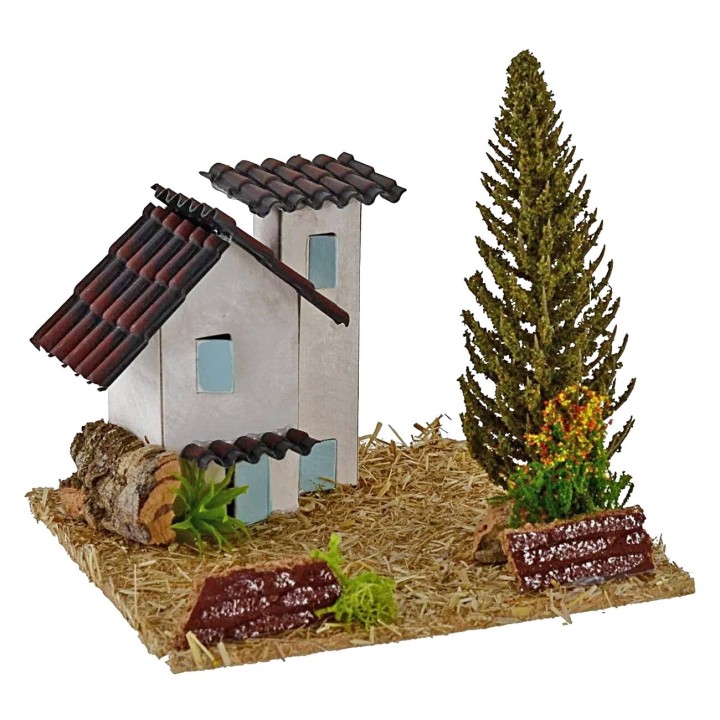 Case per presepe con albero cm 13,5x13,5x9h