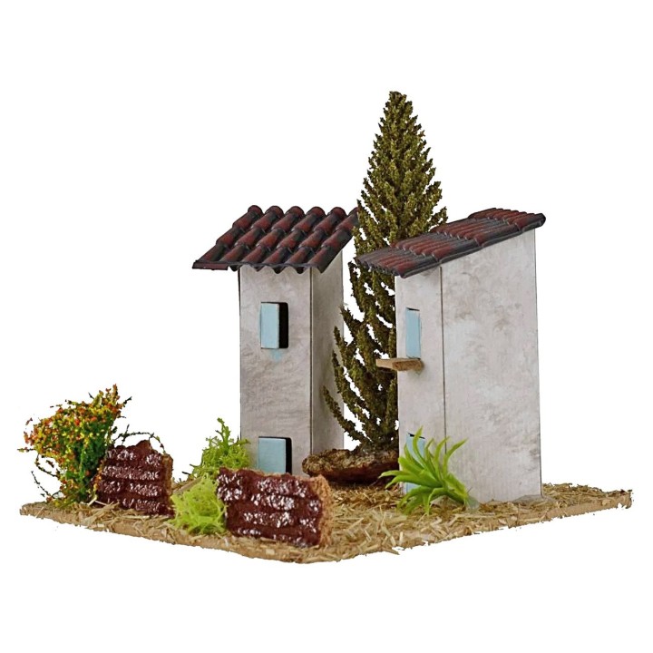 Case per presepe con albero cm 13x13x9h