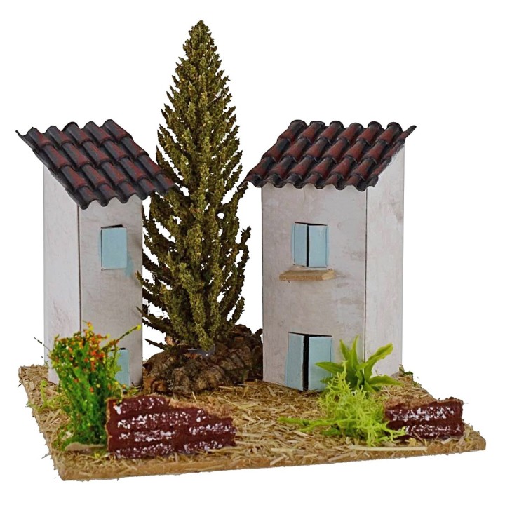 Case per presepe con albero cm 13x13x9h