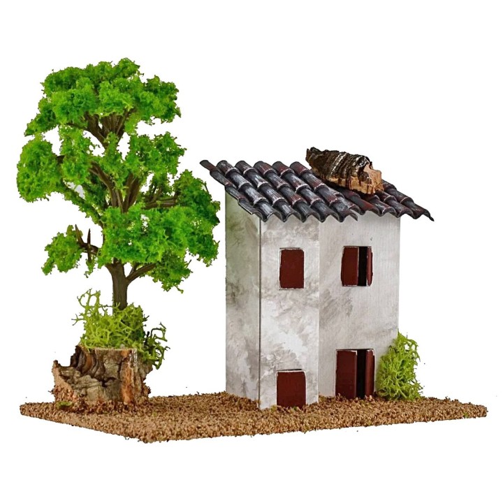Casette per presepe con albero cm 15x8x9 h