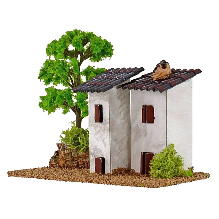Casette per presepe con albero cm 15x8x9 h