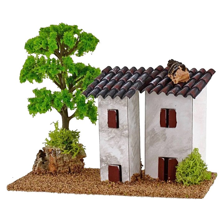 Casette per presepe con albero cm 15x8x9 h