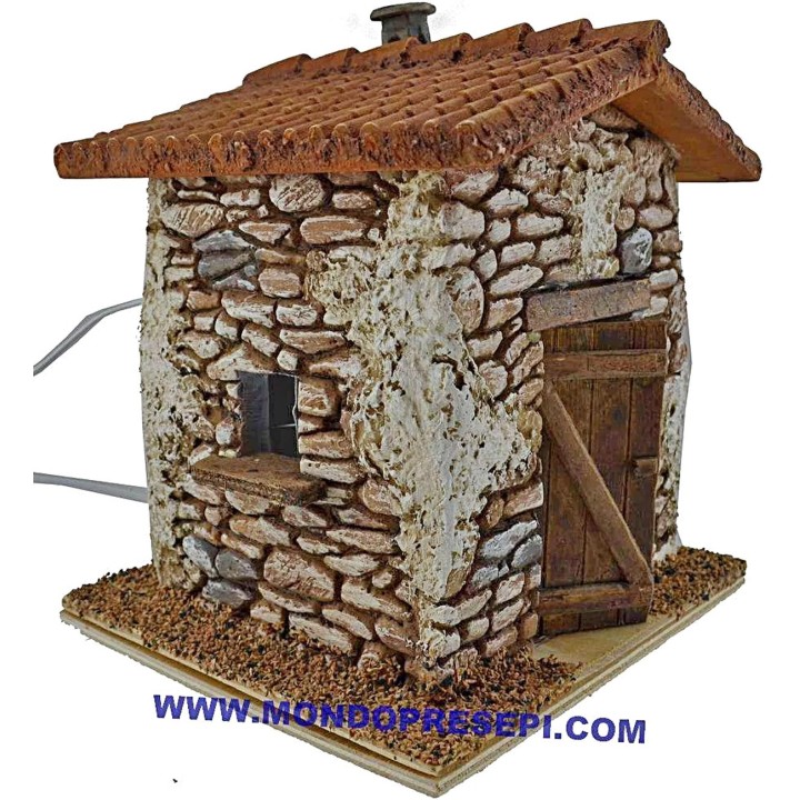 Casa in pietra con fumo cm 15x12x19 h.