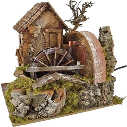 Casa con mulino ad acqua funzionante cm 24x20x22 h.