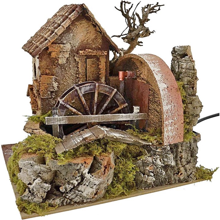 Casa con mulino ad acqua funzionante cm 24x20x22 h.