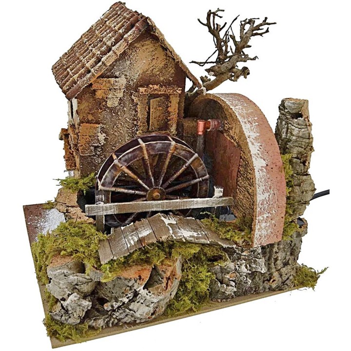 Casa con mulino ad acqua funzionante cm 24x20x22 h.