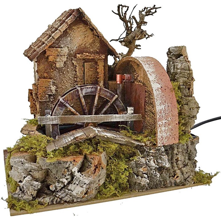 Casa con mulino ad acqua funzionante cm 24x20x22 h.