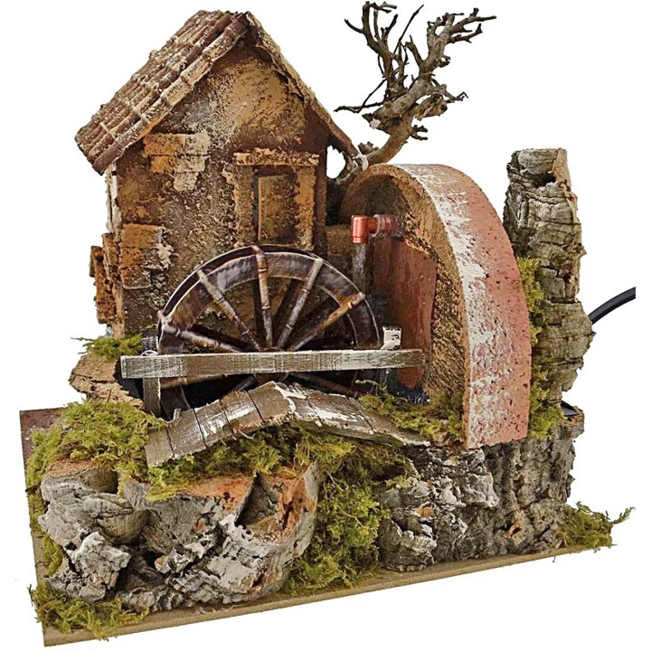 Casa con mulino ad acqua funzionante cm 24x20x22 h.