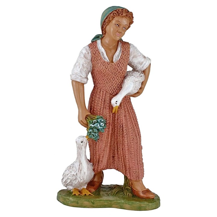 Campesina con gansos 30 cm en PVC Euromarchi