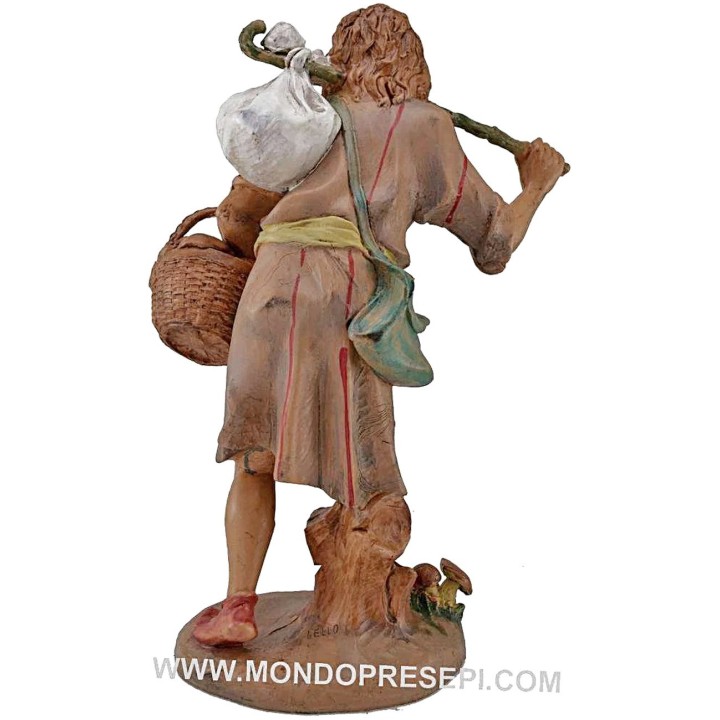 Shepherd with basket of mushrooms 30 cm Lux Euro