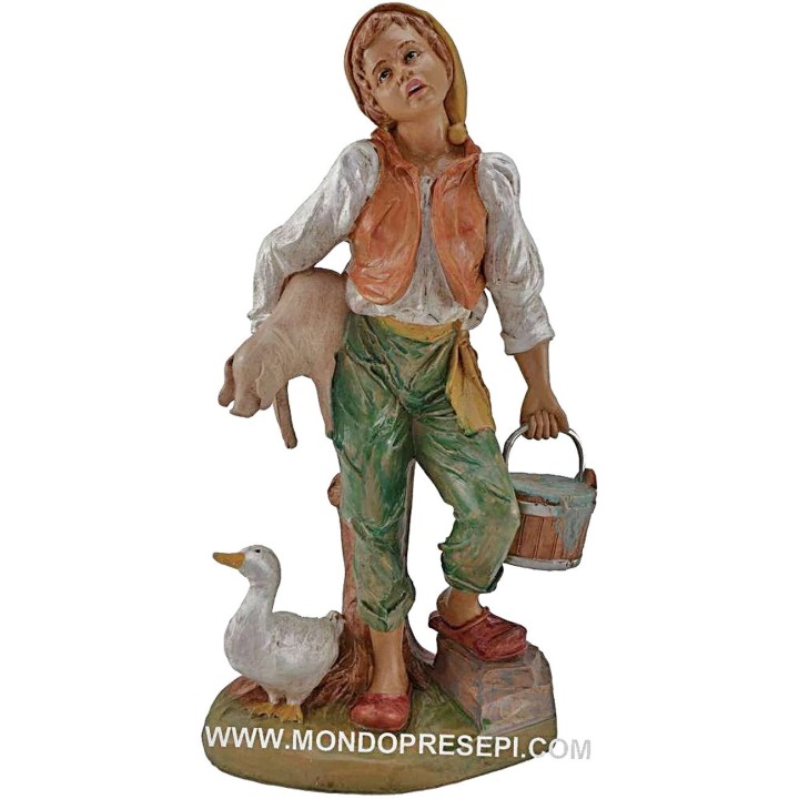 Campesino con animales y cubo 30 cm Lux Euromarchi
