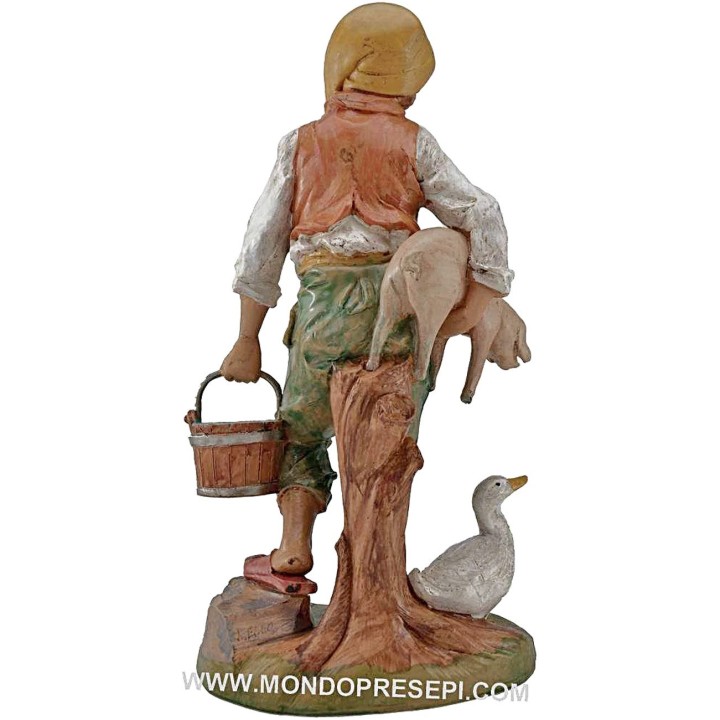 Campesino con animales y cubo 30 cm Lux Euromarchi