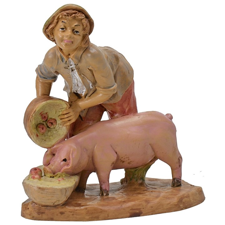 Boy with pig 15-16 cm lux Euromarchi