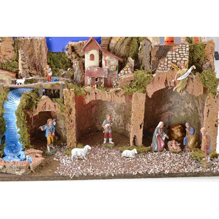 Illuminated nativity scene with starry sky and complete fiber optics