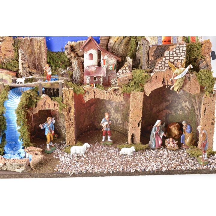 Presepe illuminato con cielo stellato a fibre ottiche completo