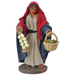Woman with basket and garlic 12 cm