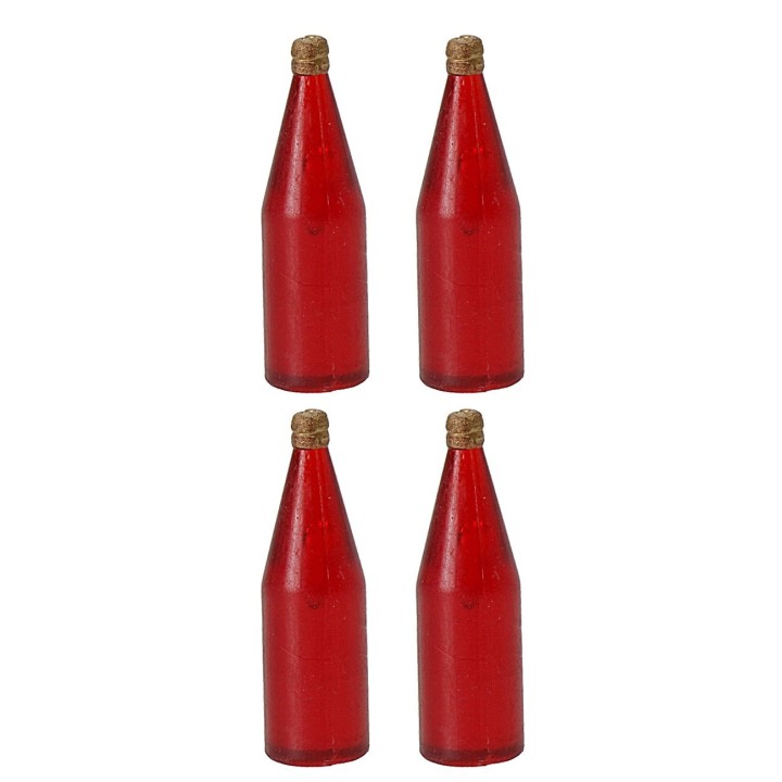 Set 4 bottiglie rosse cm 3,4 h