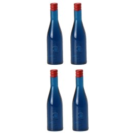 Juego de 4 botellas azules de 3,6 cm de altura.