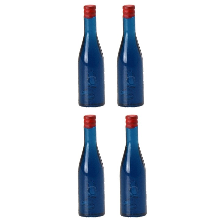 Set 4 bottiglie blu cm 3,6 h