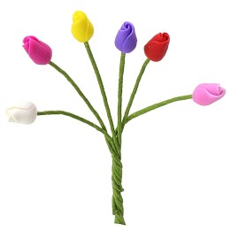 Set of 6 tulips in various colors 6 cm