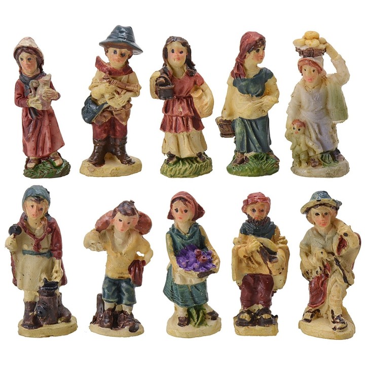 Conjunto de 10 estatuas de 3,5 cm en resina