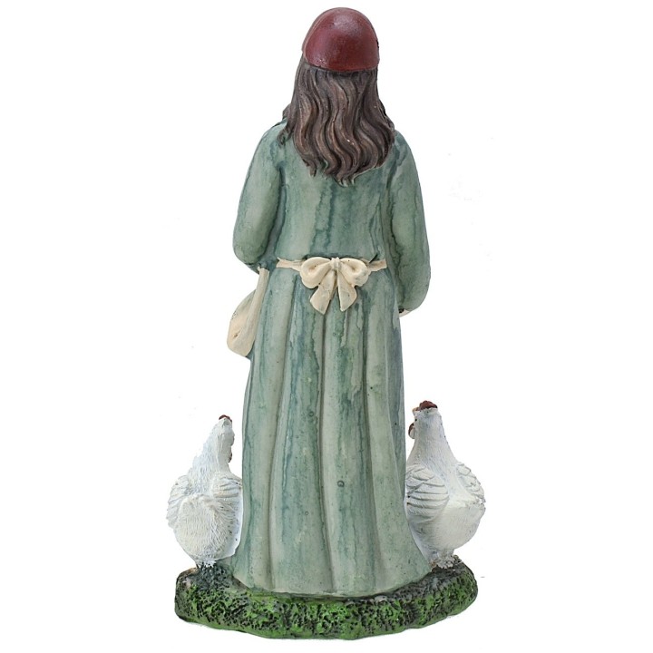 Campesina con gallinas de resina de 20 cm