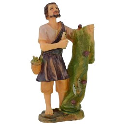 Pescatore con rete in resina 12 cm