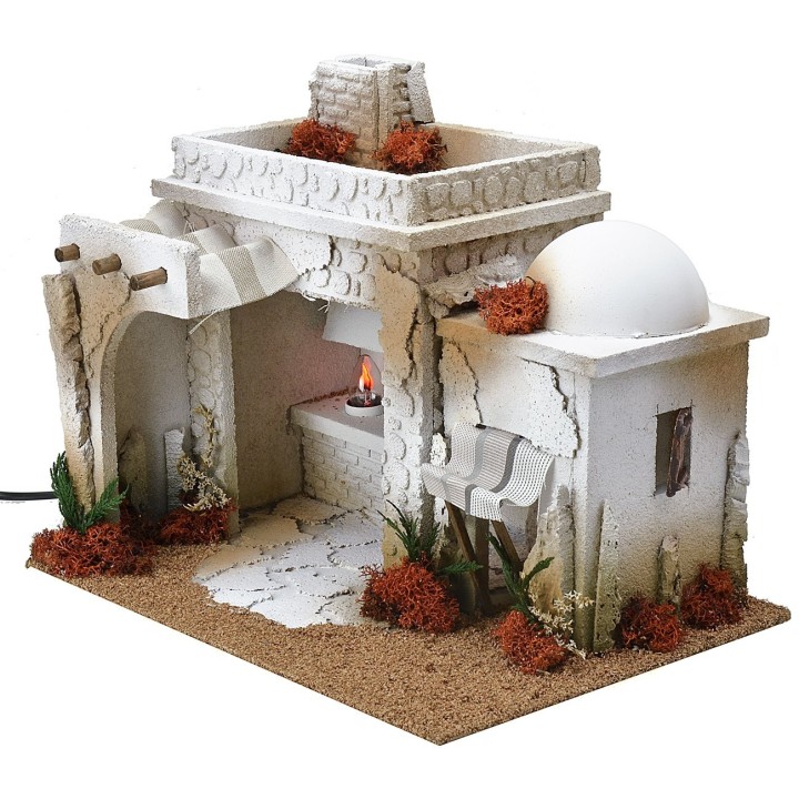 Taberna de estilo árabe con horno efecto fuego de 35x25x27 cm h
