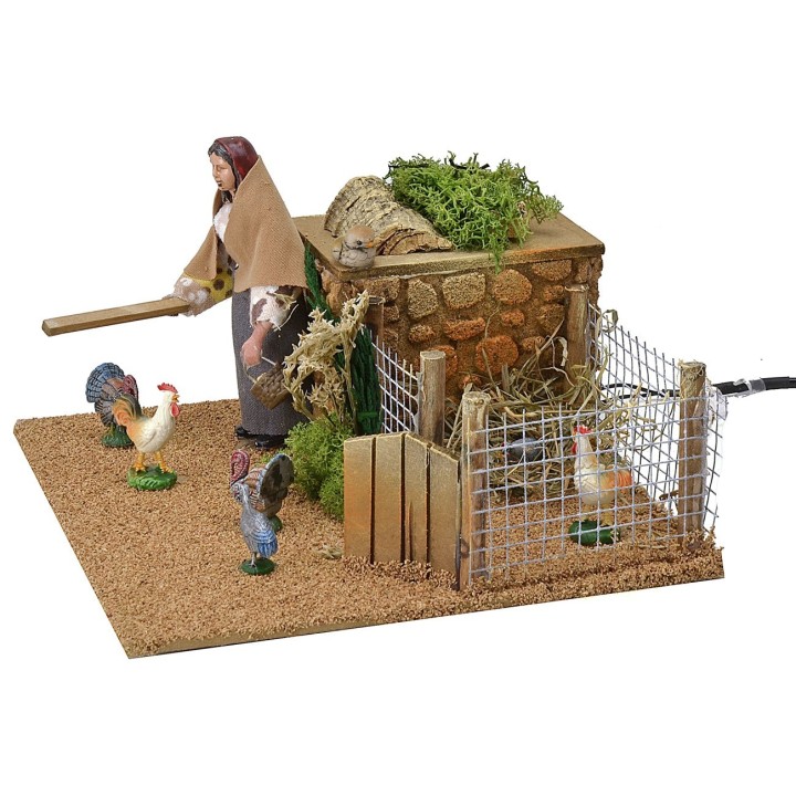 Mujer 12 cm al gallinero en movimiento cm 20x20x13 h