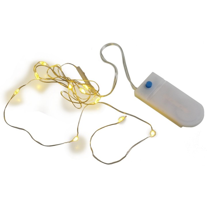 10 Micro LED blanco cálido con juegos de luces y pilas incluidas