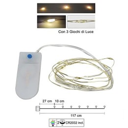 10 Micro led bianco caldo con giochi di luce e pile incluse