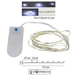10 Micro led bianco freddo con giochi di luce e pile incluse