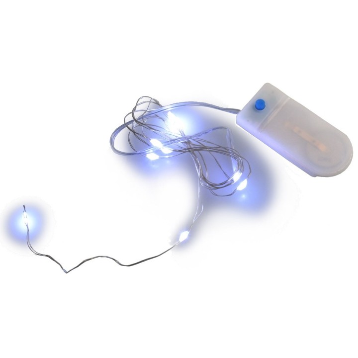 10 Micro led bianco freddo con giochi di luce e pile incluse