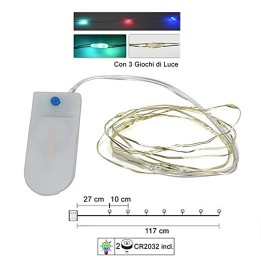10 Micro led multicolore con giochi di luce e pile incluse