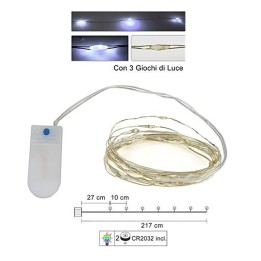 20 cold white micro LEDs with plays of light and batteries