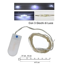 40 Micro LED blanco frío con juegos de luces y pilas incluidas