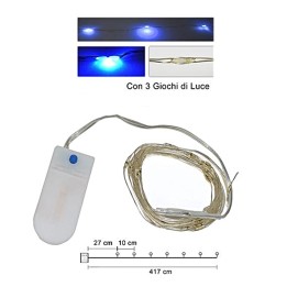 40 Micro led blu con giochi di luce e pile incluse