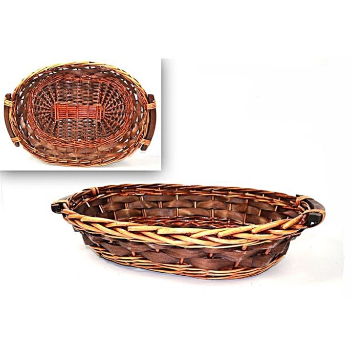 Dark brown wicker oval basket cm 57x40x14 h