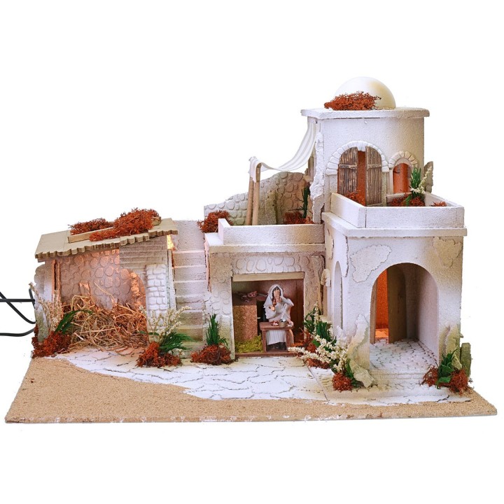 Arab nativity scene complete with lights running on electricity