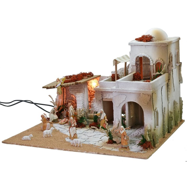 Arab nativity scene complete with lights running on electricity
