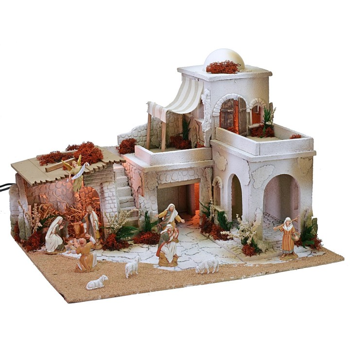 Arab nativity scene complete with lights running on electricity