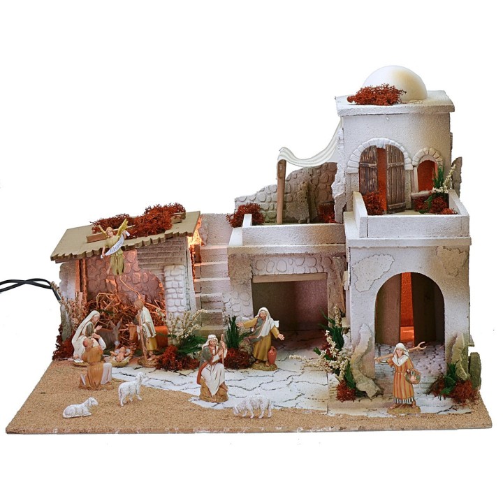Arab nativity scene complete with lights running on electricity