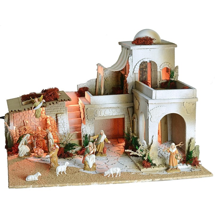 Arab nativity scene complete with lights running on electricity