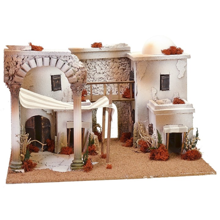 Villaggio arabo con tenda e arco cm 50x40x33 h