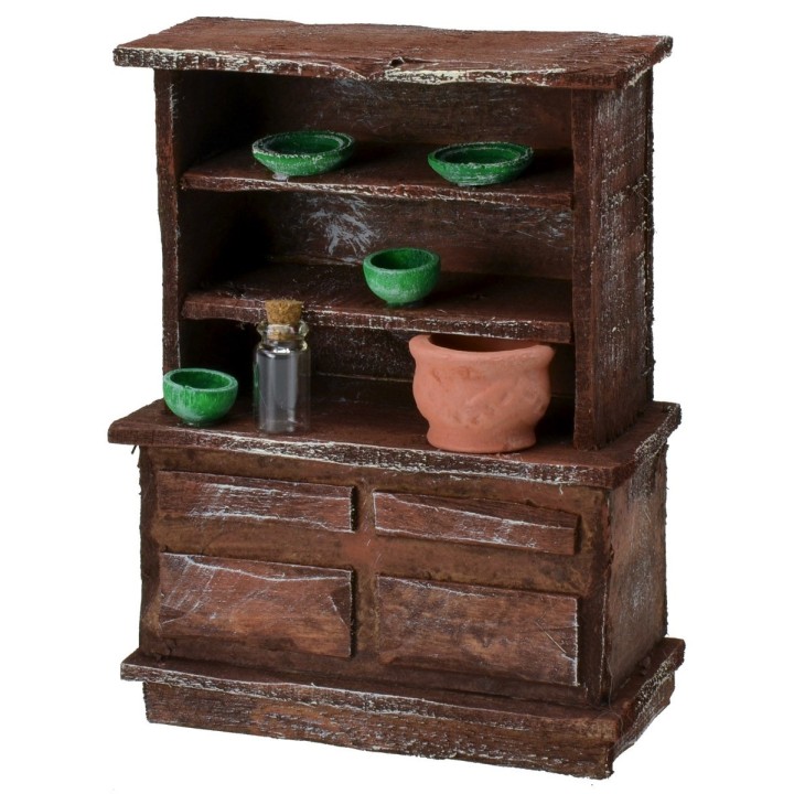 Credenza in legno antichizzato con minuterie cm 10,5x5,5x14 h