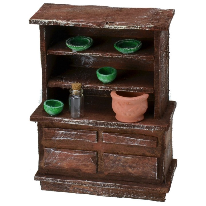 Sideboard in antiqued wood with small parts cm 10,5x5,5x14 h