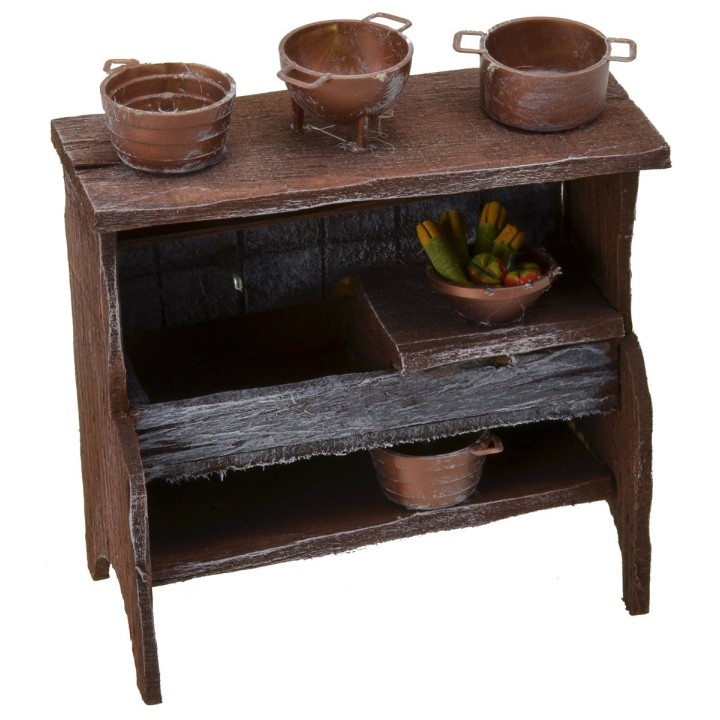Antiqued wooden sink with small parts cm 10,5x5x12 h