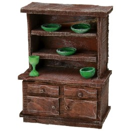 Aparador de madera envejecida con herrajes de 8x5x11 cm h